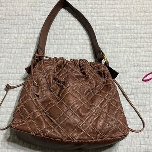 Gianni Bini Brown Genuine Leather Shoulder Bag